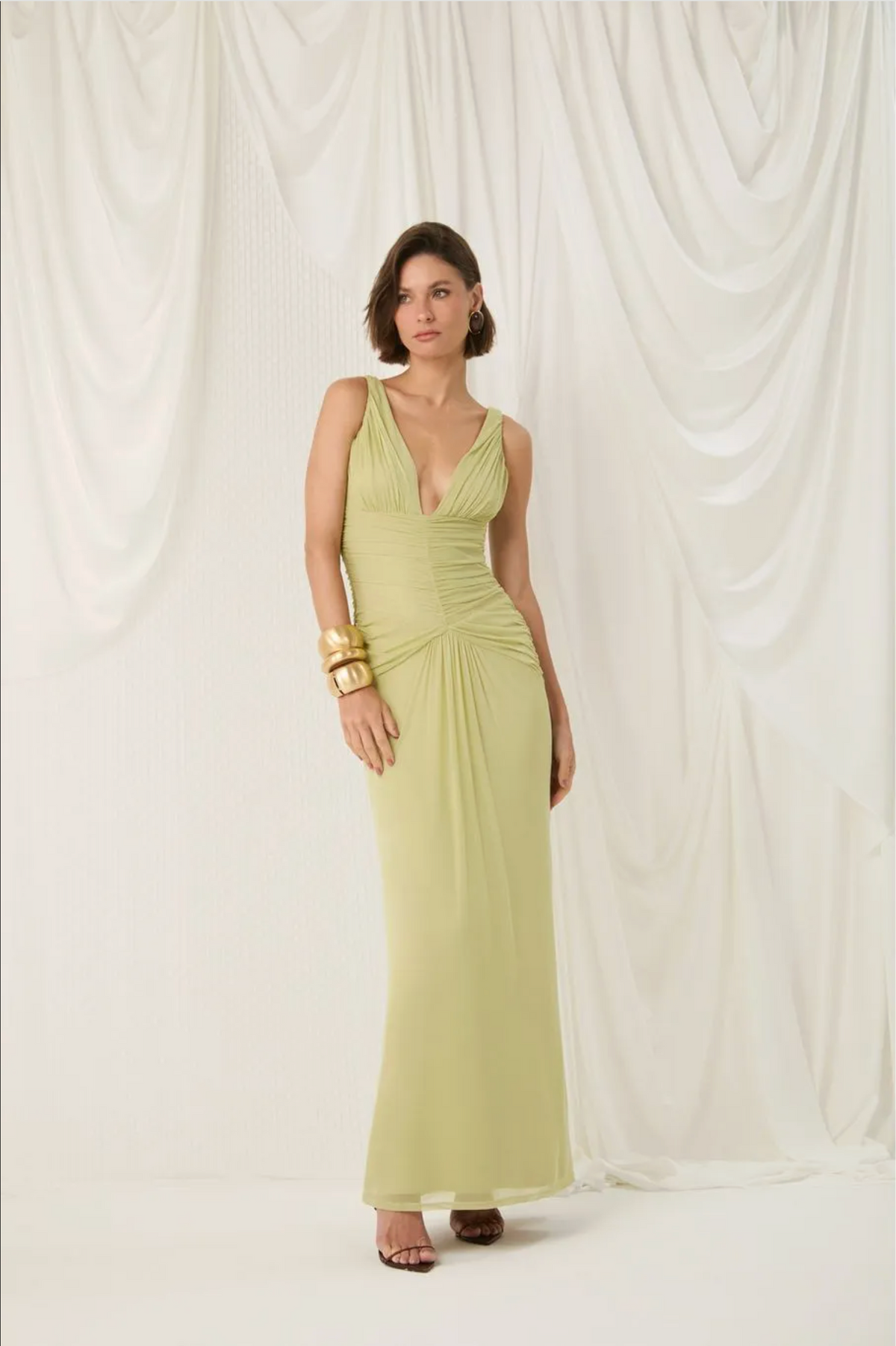 Tea draped tulle dress