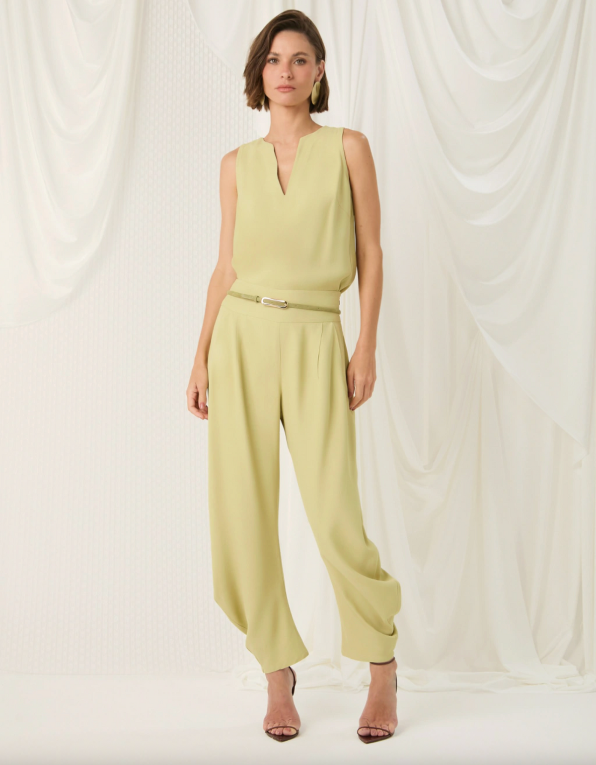 Tea crepe tank top
