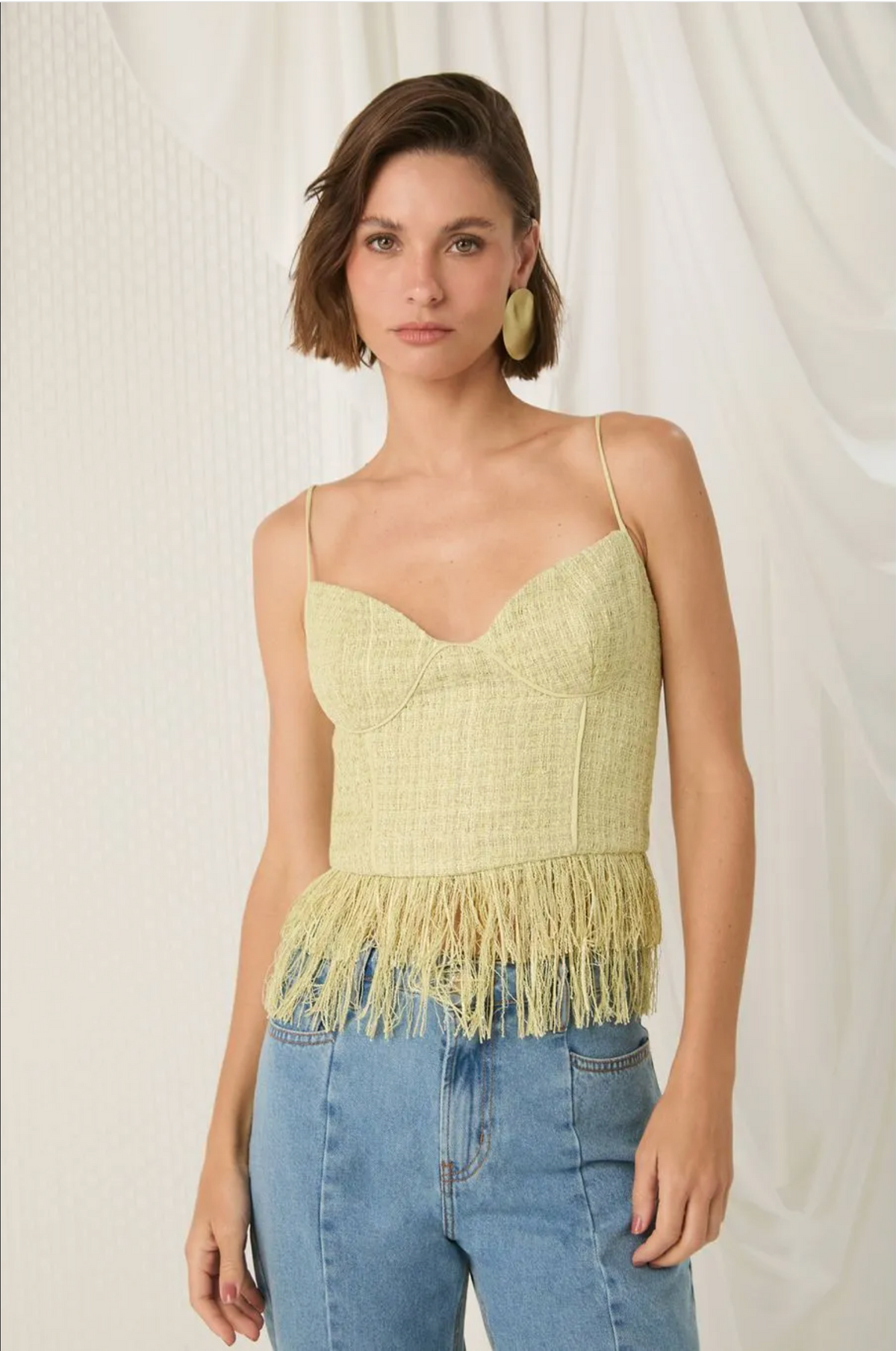 Tea tweed corset fringe