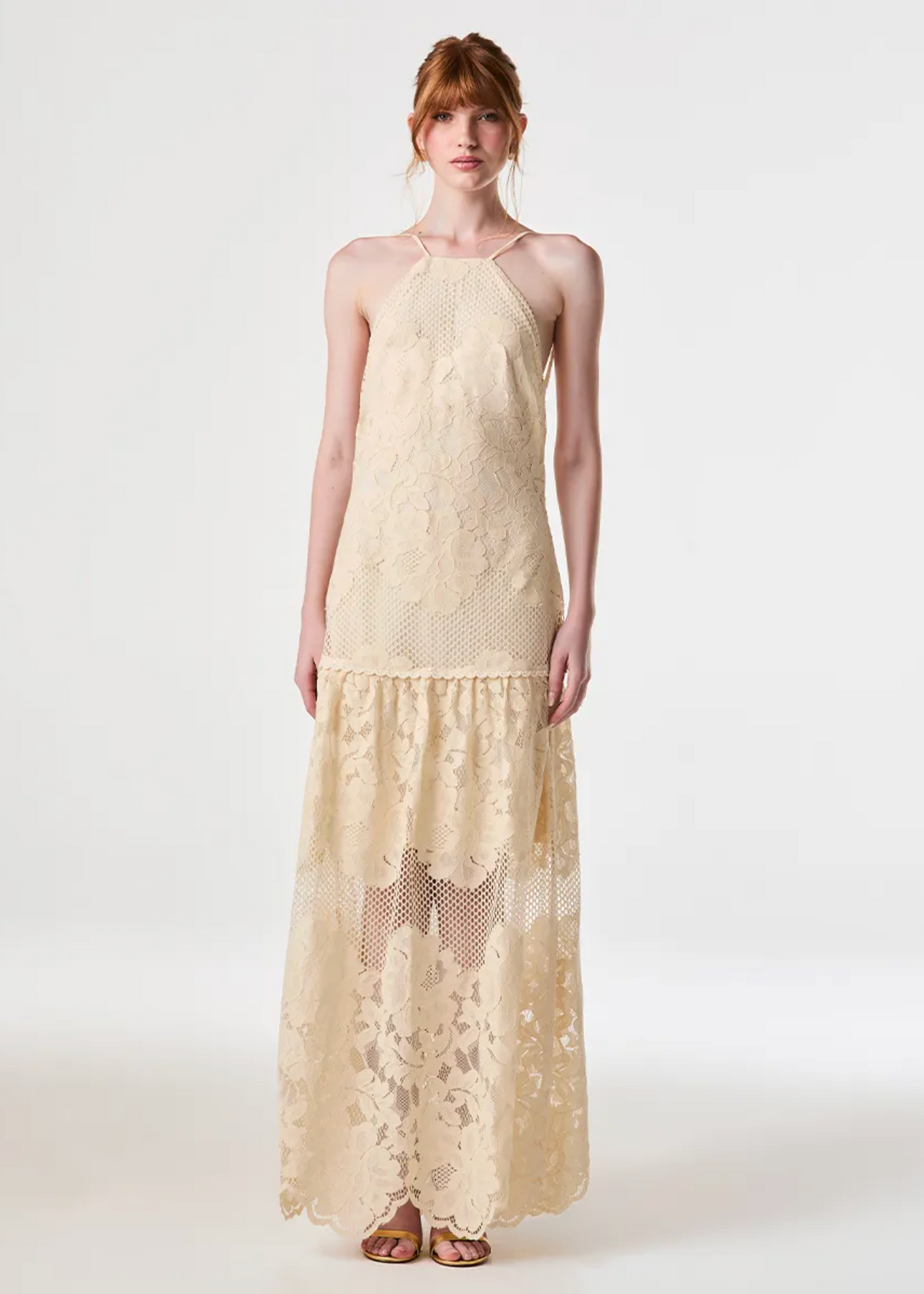 Vanilla lace halter dress