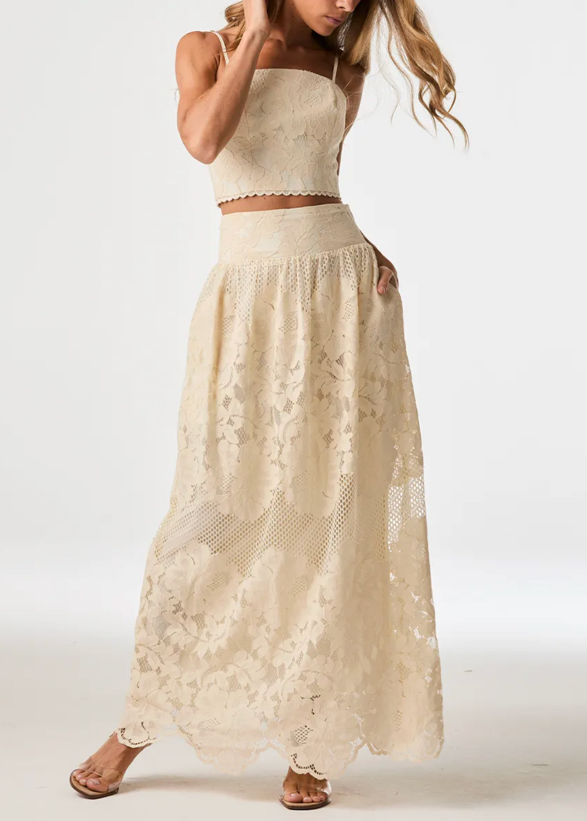 Vanilla lace crop top