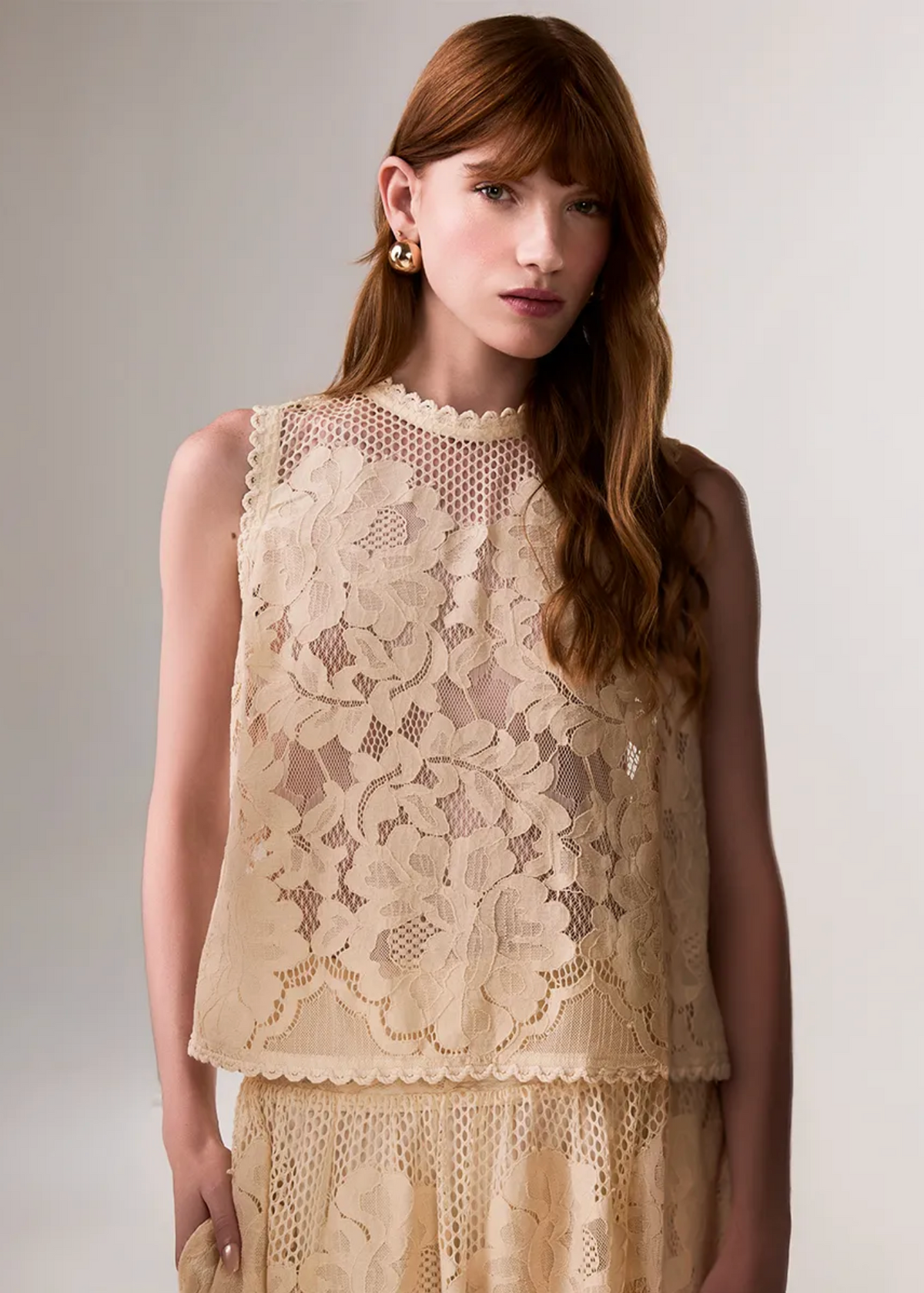 Vanilla lace tank top