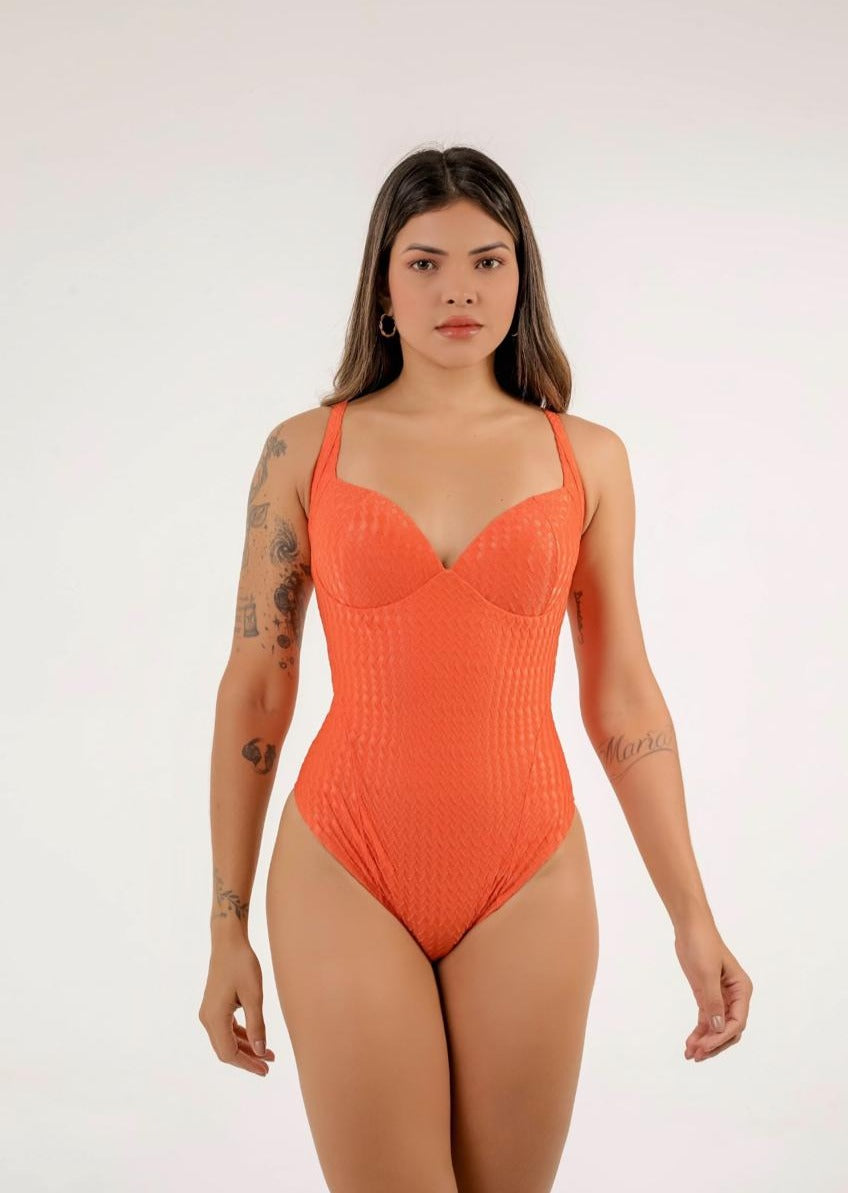 Texturized Swimsuit Back Cutout