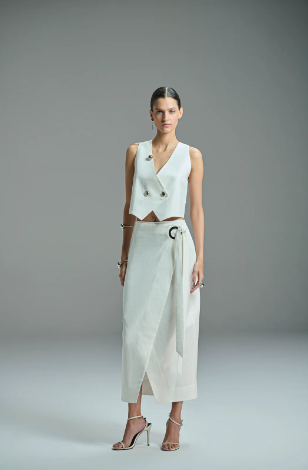 Set. Linen Vest and Midi Skirt