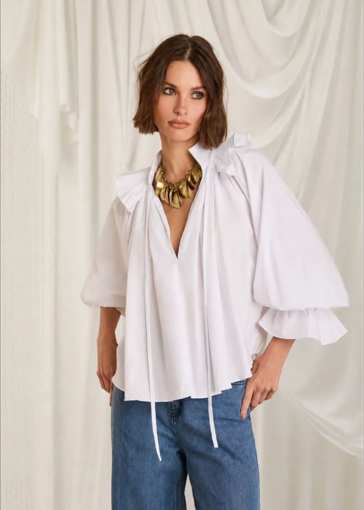 White Shirt Puff Sleeves