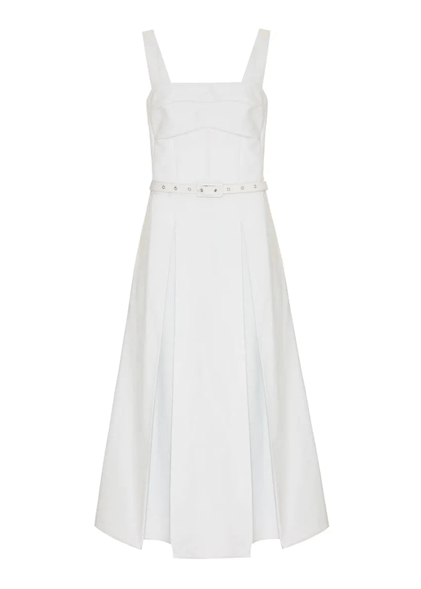 White midi ress blue grey