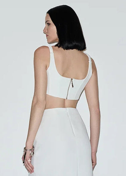 Tailored satin crop top