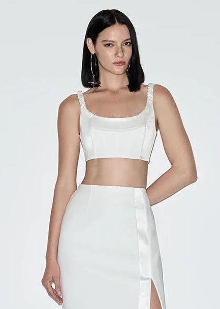 Tailored satin crop top