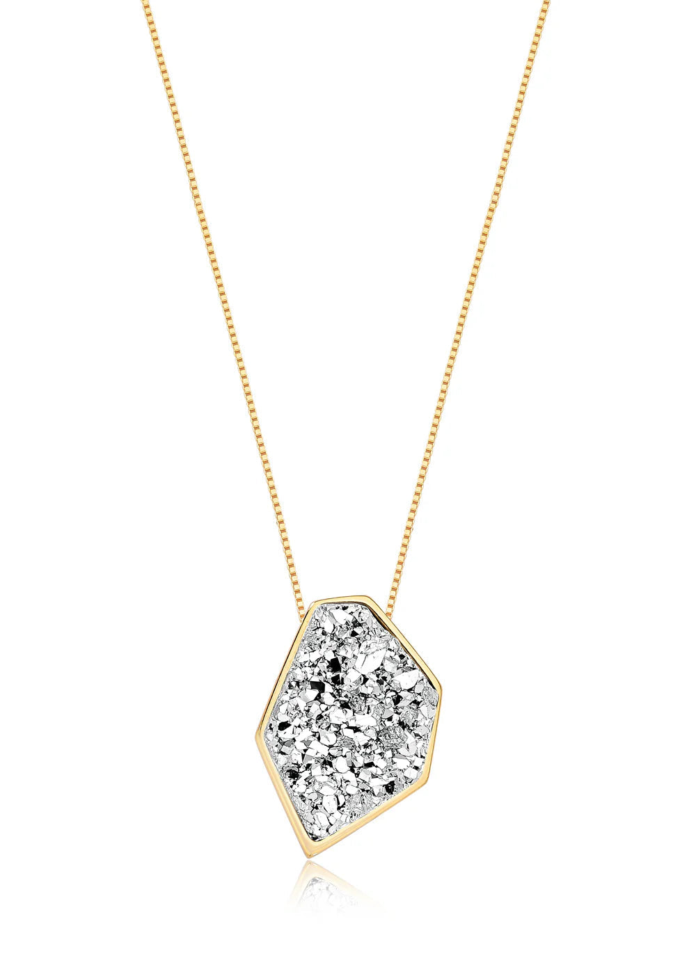 Necklace with a geometric pendant on a white background