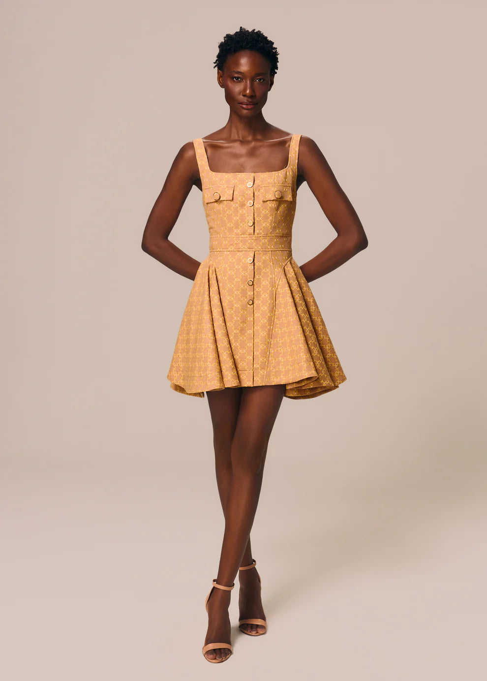 Yellow Basque Short Dress