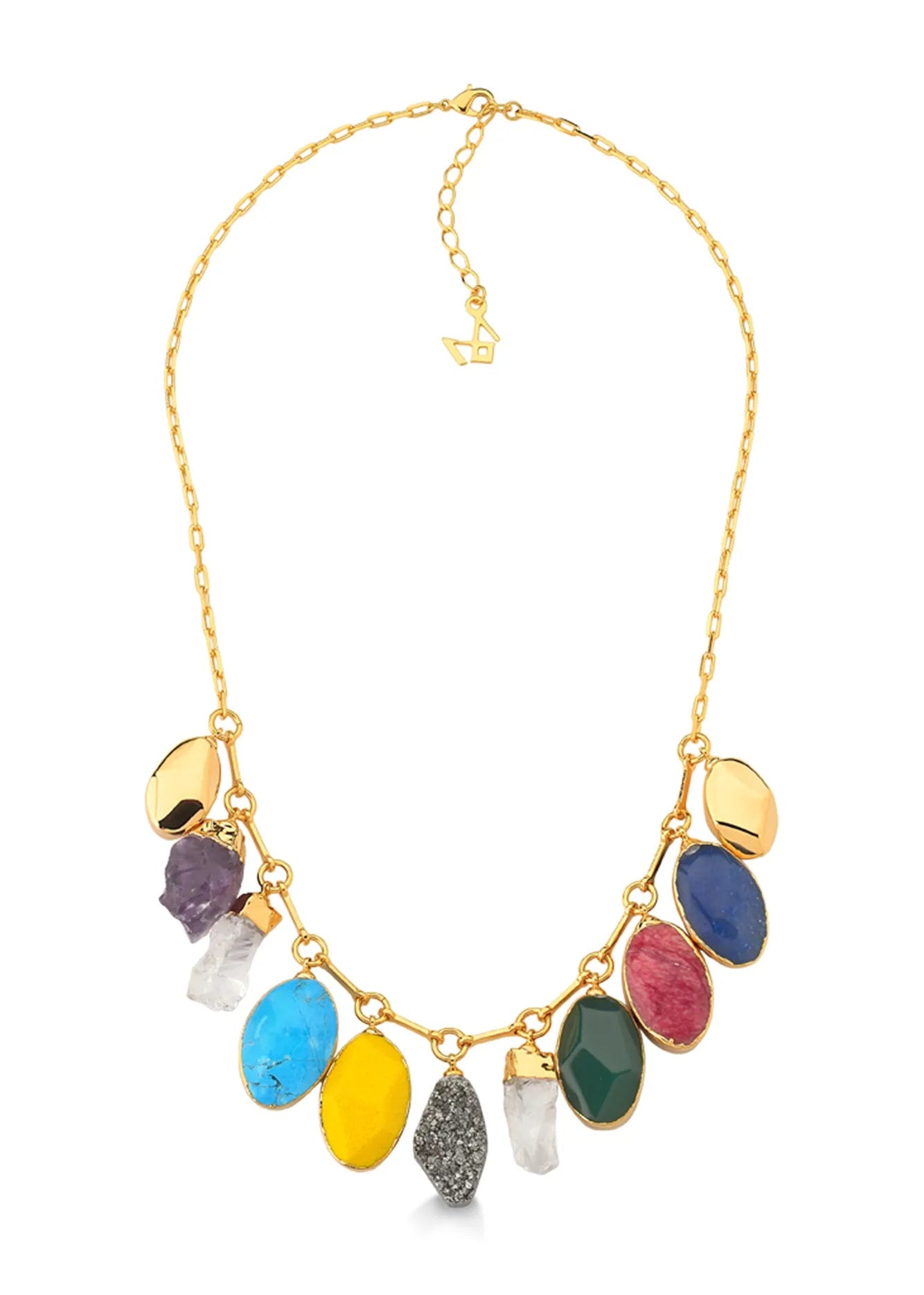Necklace with colorful beads on a white background