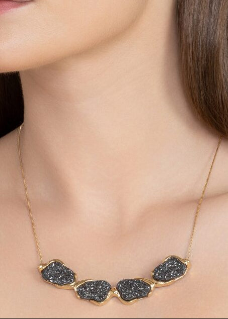 black druzy necklace