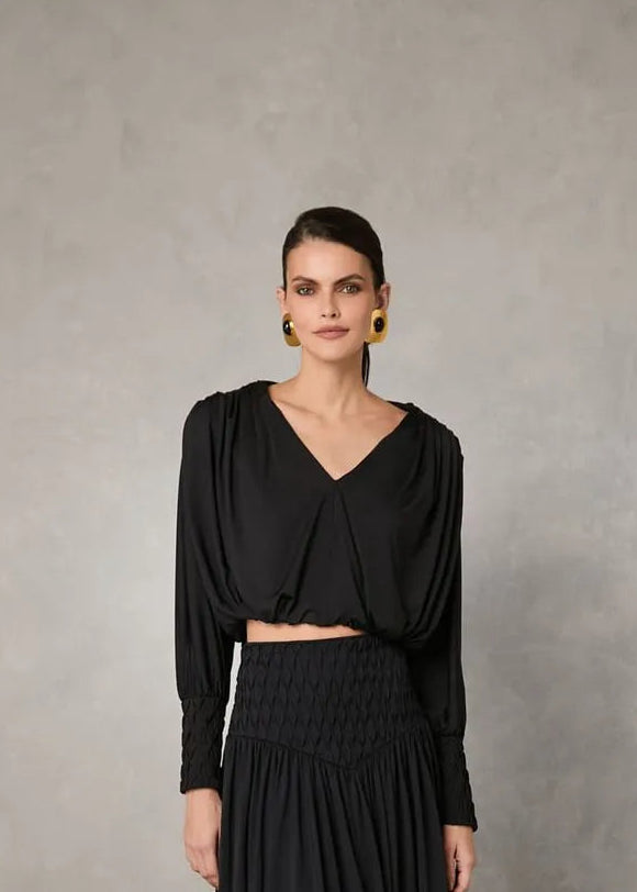 black blouse with V neck