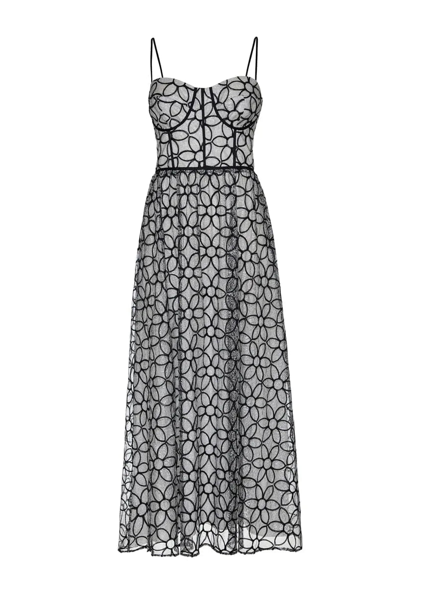 Black and grey maxi midi dress