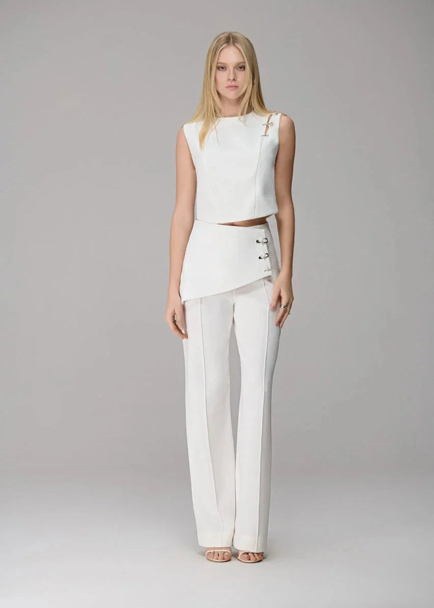 Tailored Wrap Pants with Pin Detail