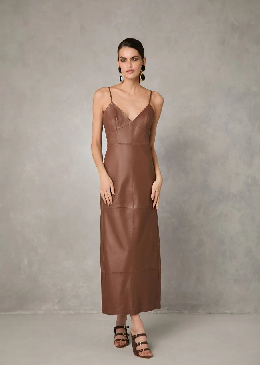 brown leather midi dress Bebe Women's Faux Bustier Dress, Small cinching tie come together in a look that feels powerful without trying too hard ASOS DESIGN matte faux leather