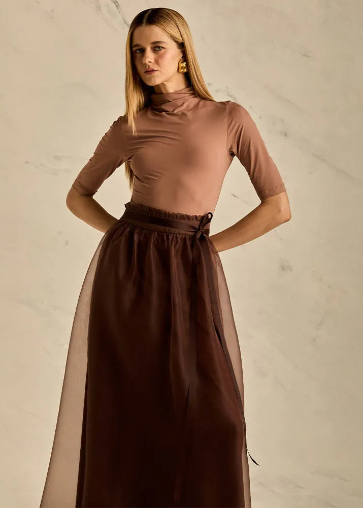 brown long skirt