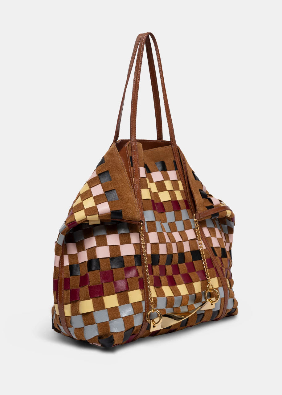 colorful tote bag in suede