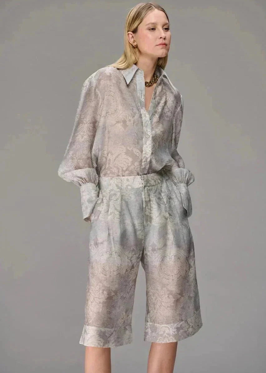 Printed Organza Oversized Shorts