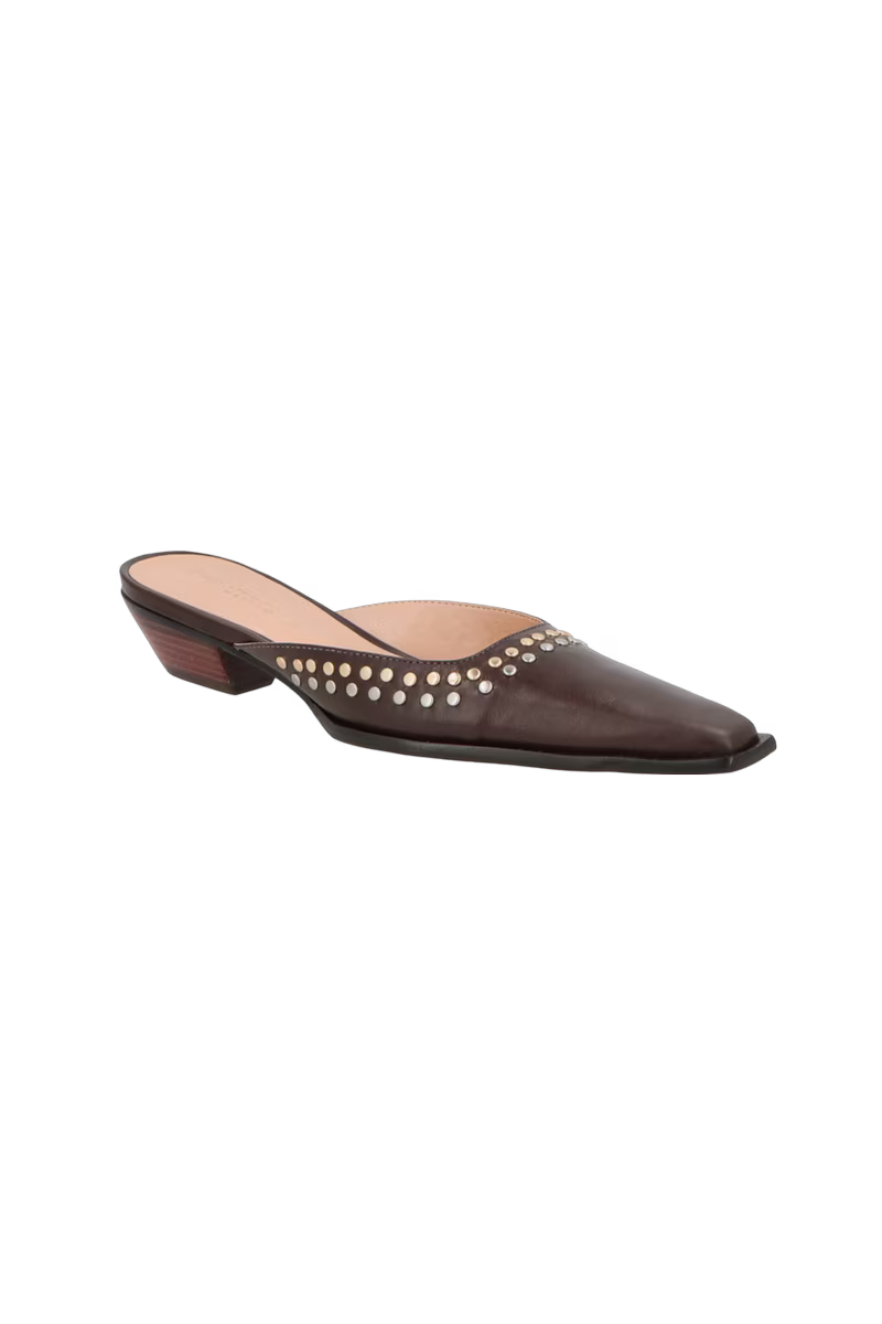 coffee brown mule w metal applications