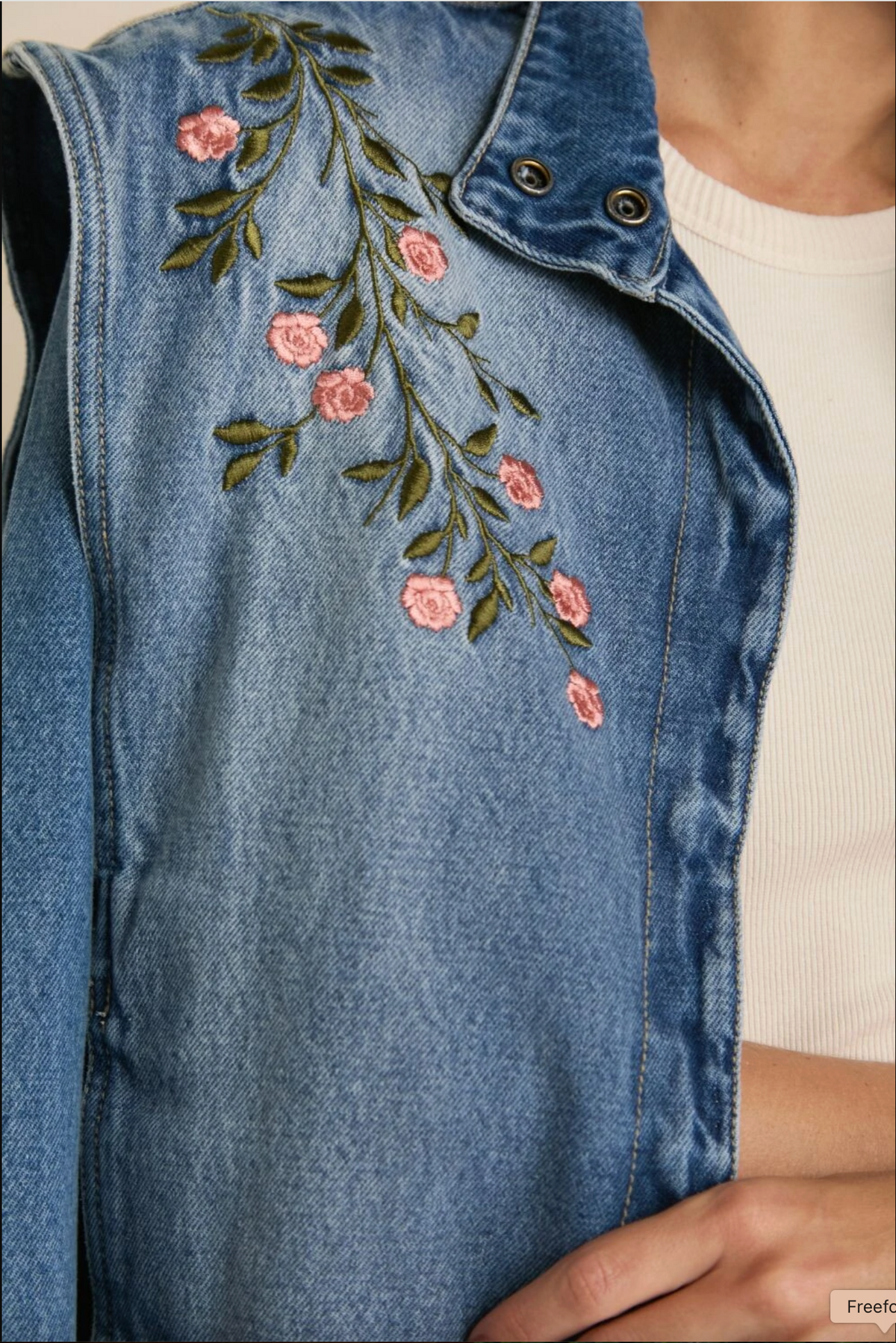 Denim jacket floral embroidery
