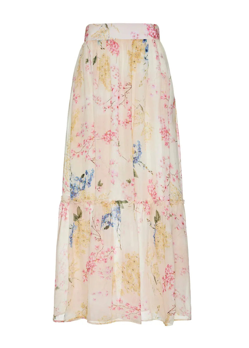 Floral patterned skirt on a white background