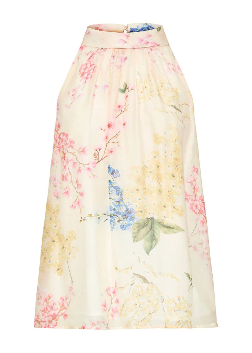 Floral print top on a white background