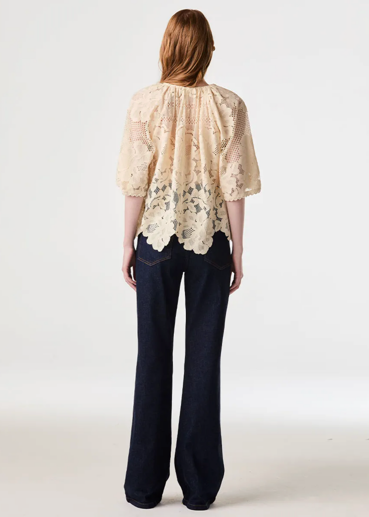 Vanilla lace blouse tie detail