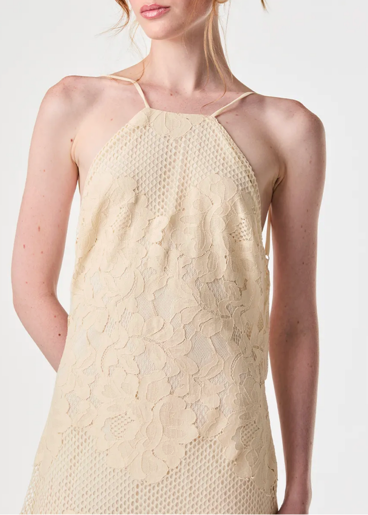 Vanilla lace halter dress