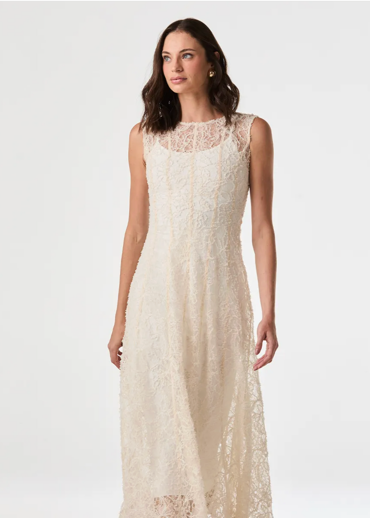 Off-white lace midi dress