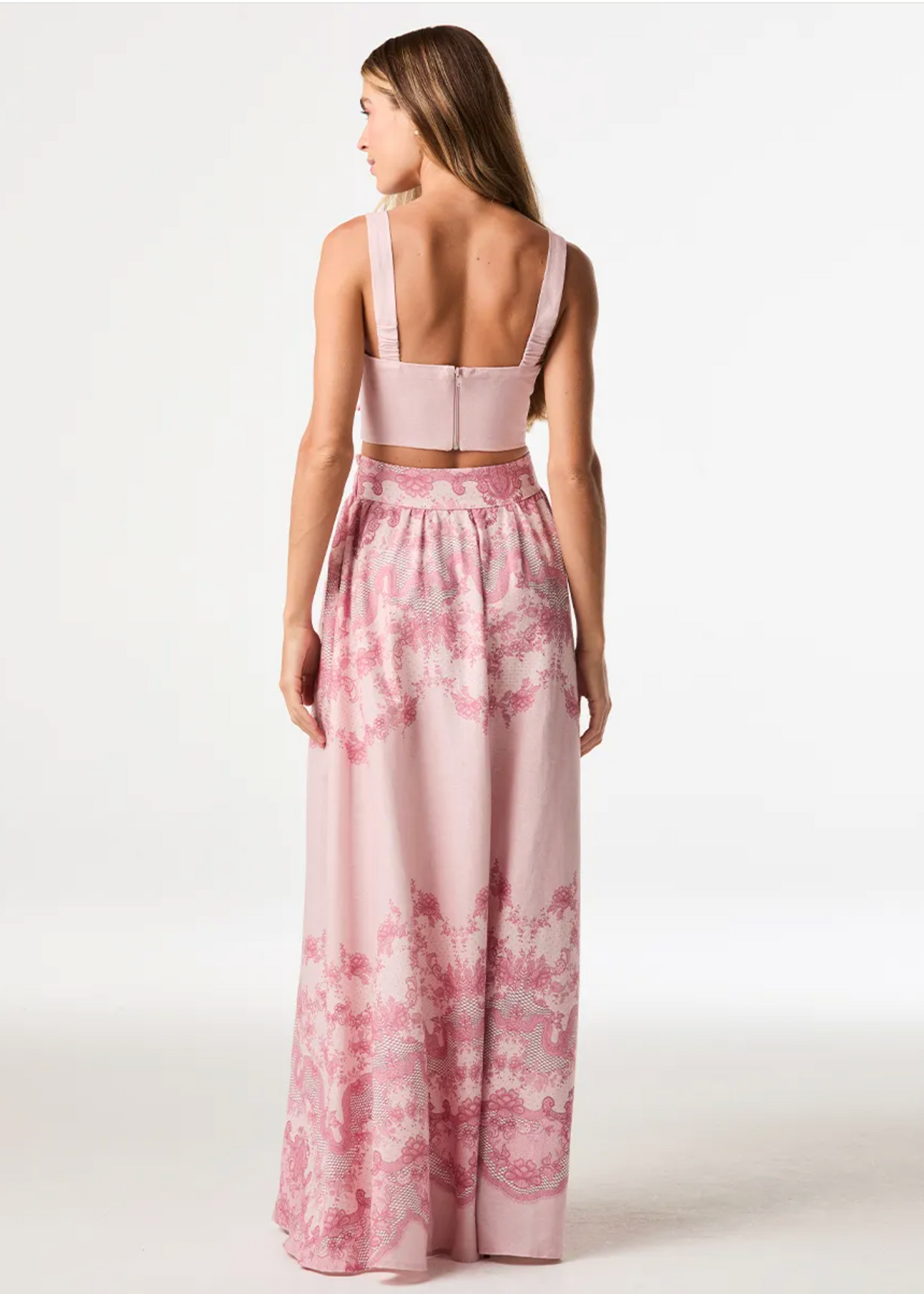 Lace print maxi skirt