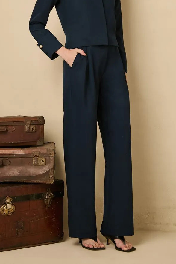navy blue tailored pants