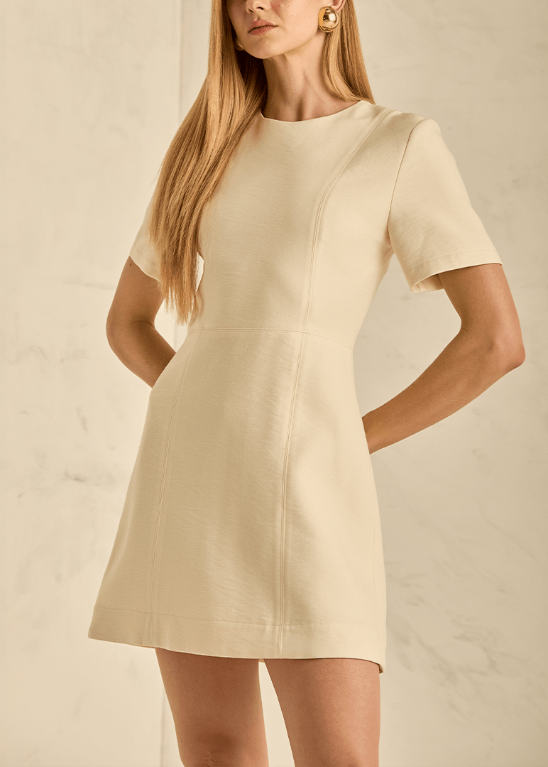 off white Short Dress with Crewneck