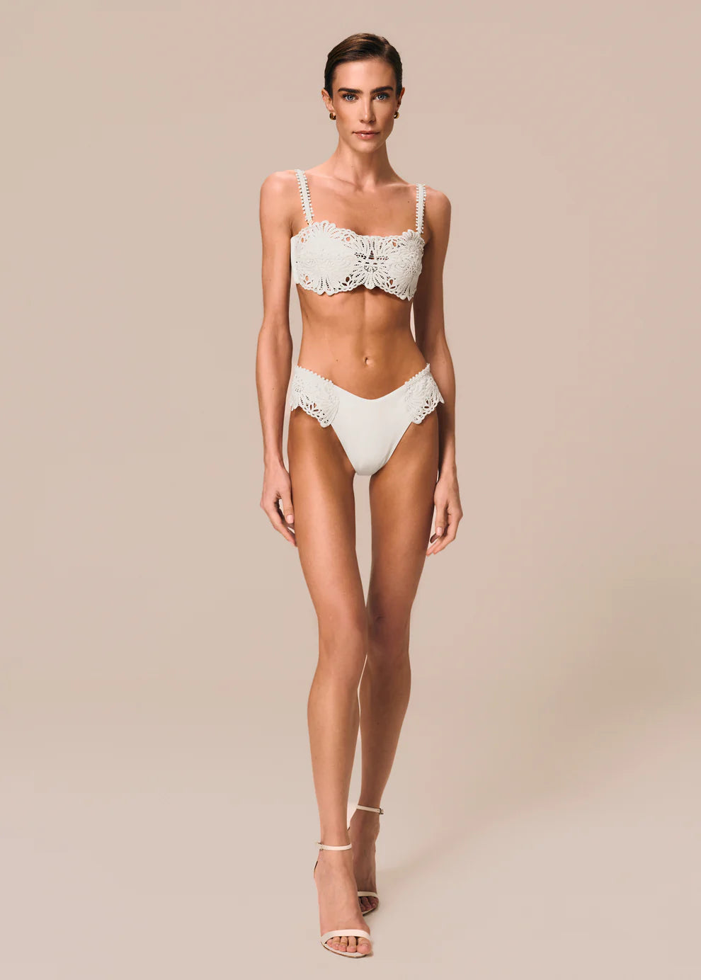 bandeau bikini top in guipir lace
