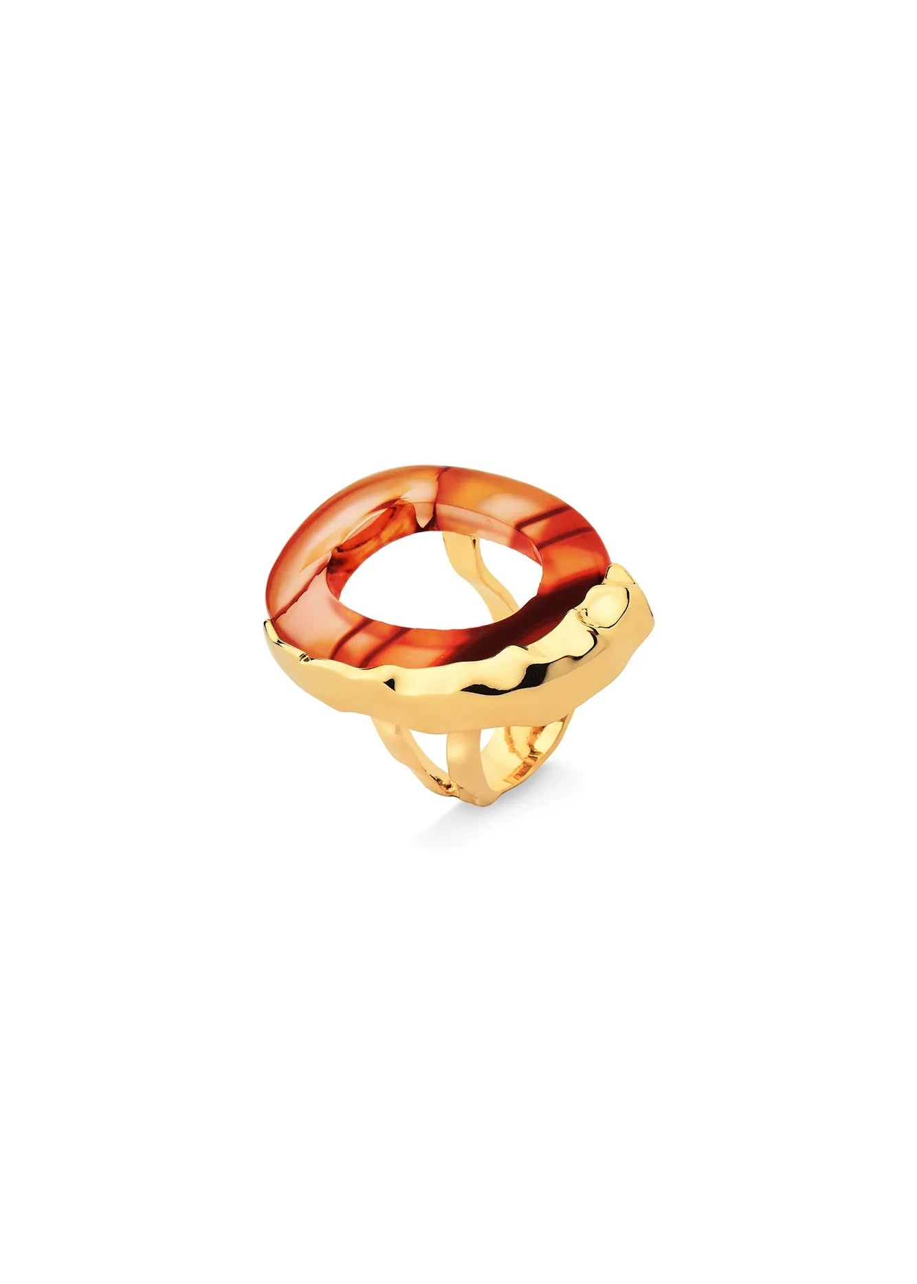 Gold ring with a red stone 