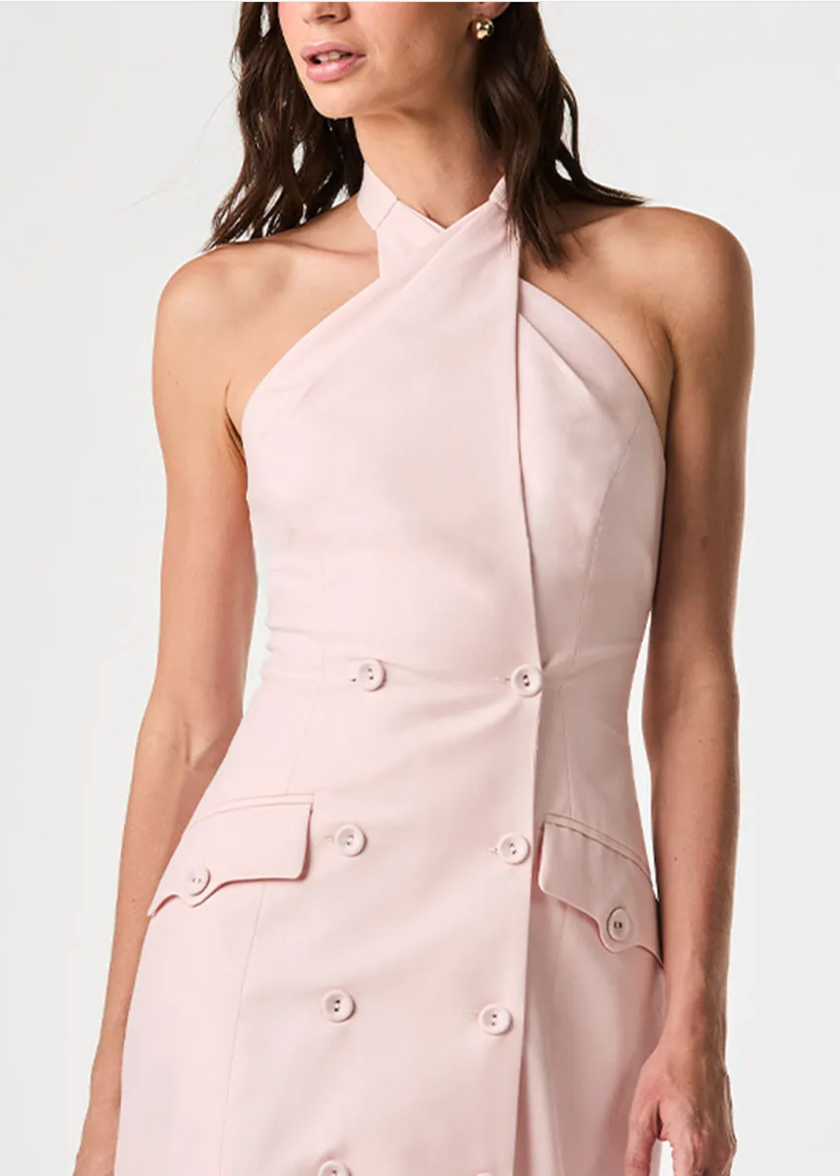 Dusty rose halter-neck dress