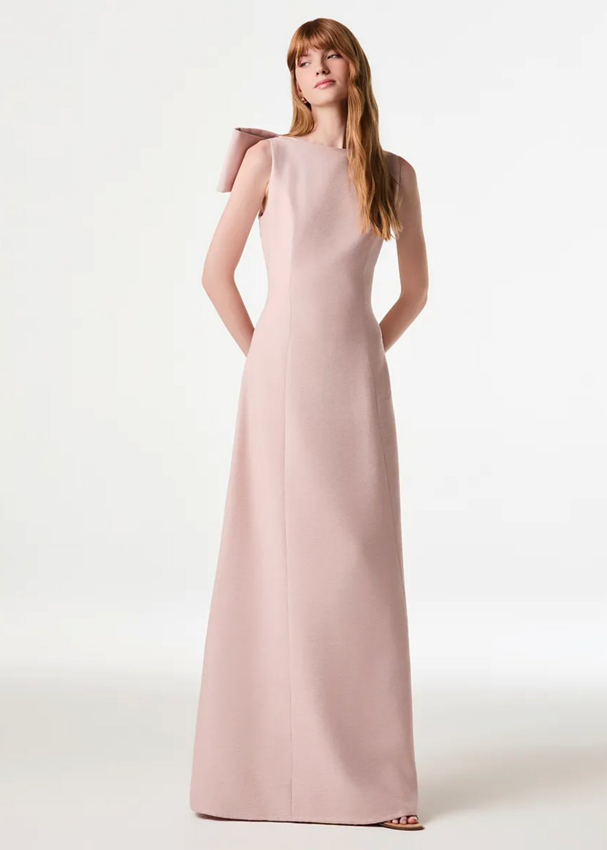 Dusty rose maxi dress semi-bow