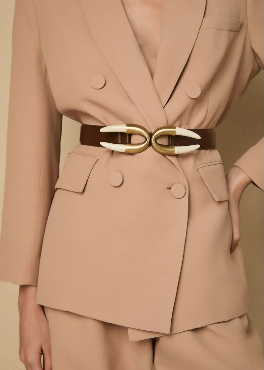 beige tailored blazer with buttons 